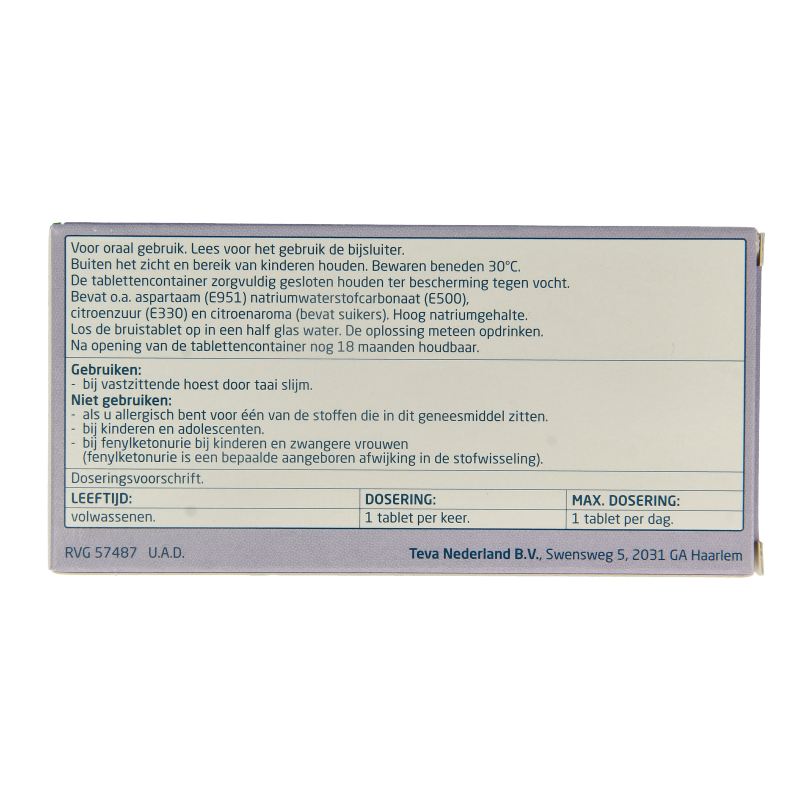 Teva Acetylcysteine 600mg 30 Bruistabletten