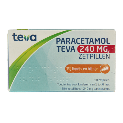 Teva Paracetamol 240 mg 10 Zetpillen