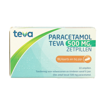 Teva Paracetamol 500mg 10.00 Zetpillen