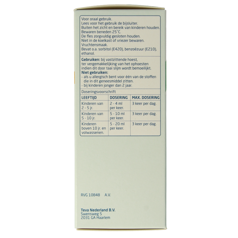 Teva Broomhexine HCL 4mg/ml = 0.8 mg  150 Milliliter