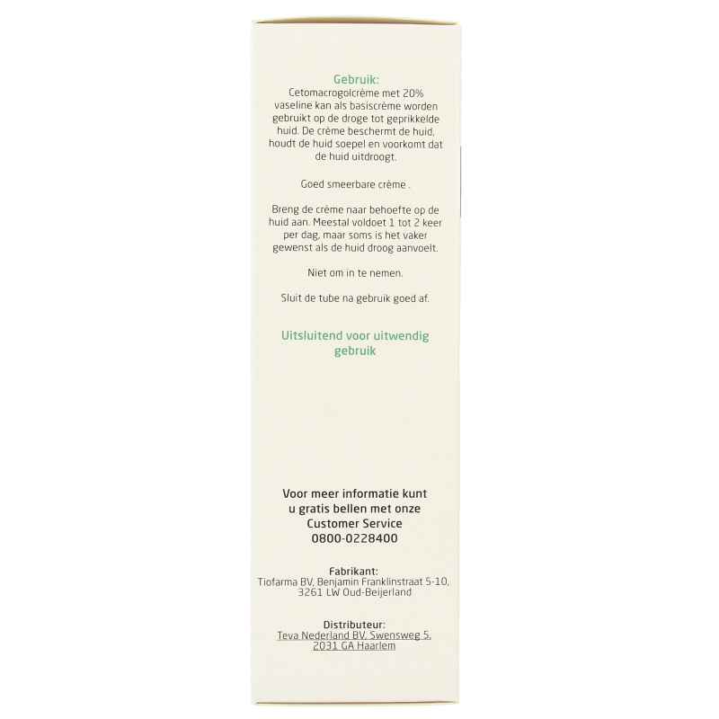Teva Cetomacrogolcreme 20% vaseline 100 Gram