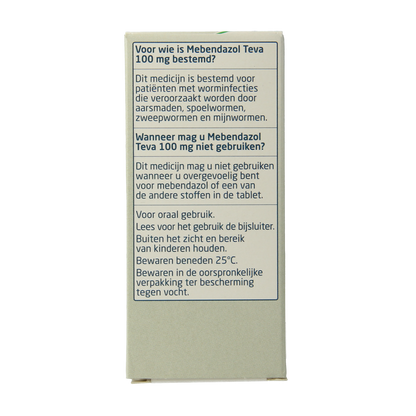 Teva Mebendazol 100mg 6.00 Stuks
