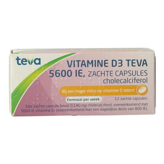 Teva Vitamine D3 5600IE zachte capsules 12.00 Capsules