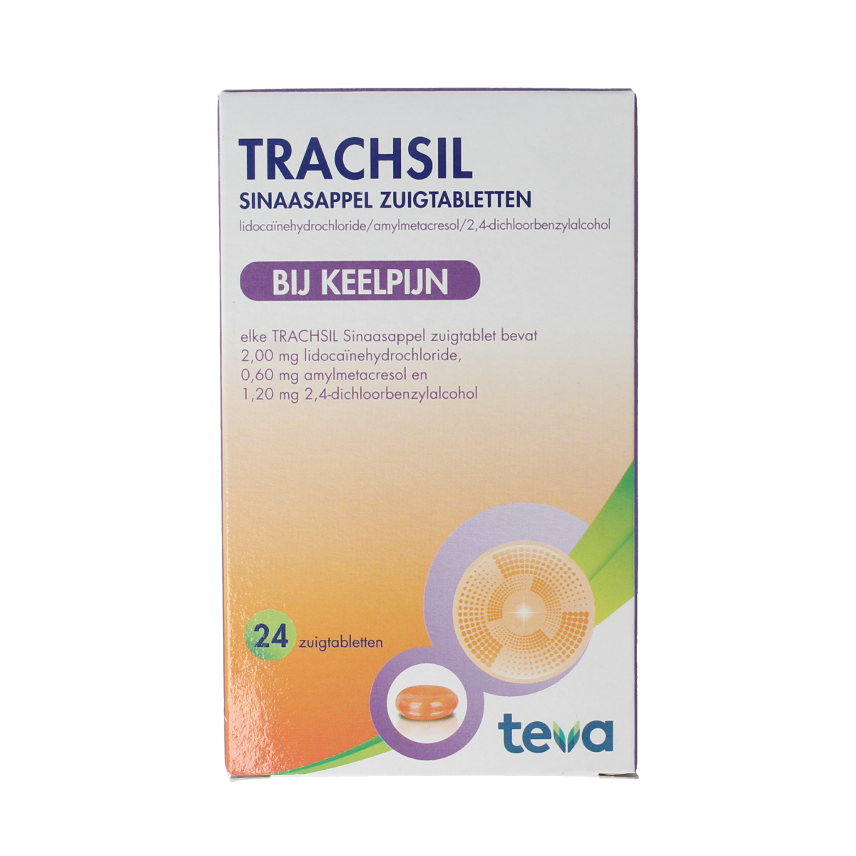 Teva Trachsil sinaasappel 24.00 Zuigtabletten