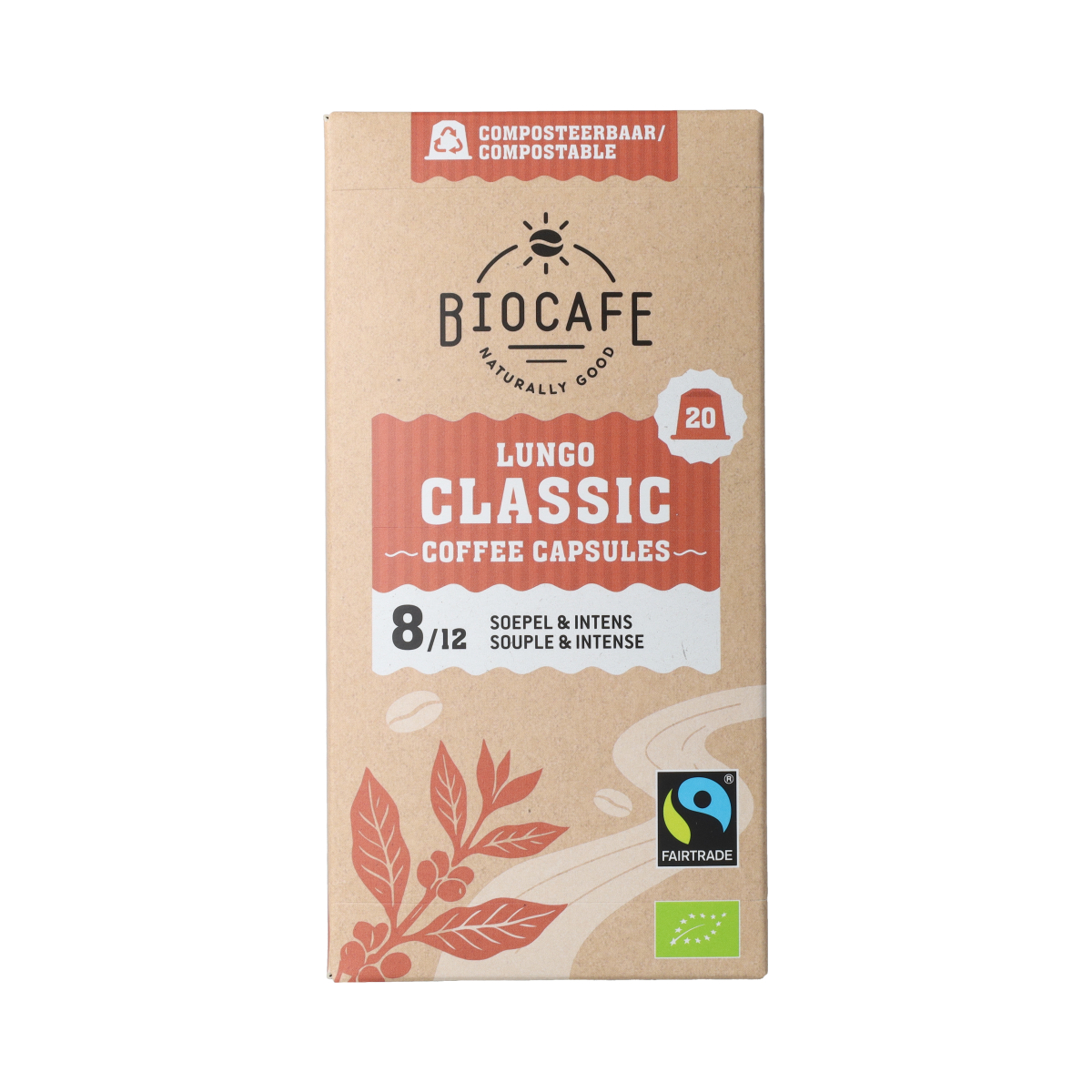 Biocafe Koffiecapsules Lungo bio 20.00 Stuks