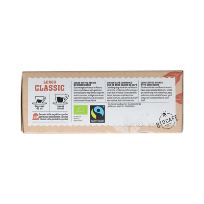 Biocafe Koffiecapsules Lungo bio 20.00 Stuks