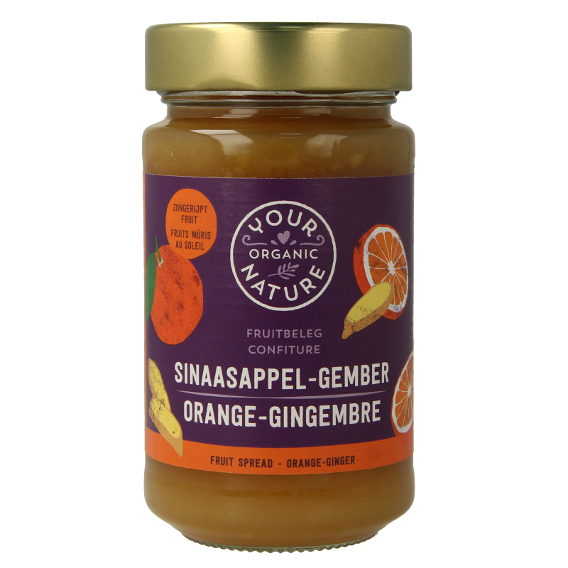 Your Organic Nature Fruit beleg sinaasappel / gember bio 250 Gram