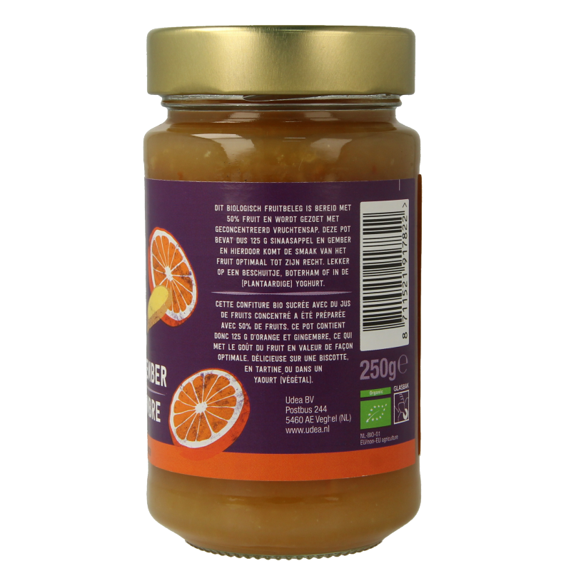 Your Organic Nature Fruit beleg sinaasappel / gember bio 250 Gram