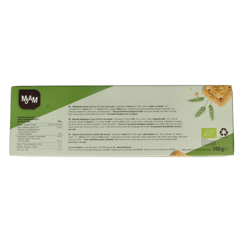 Mjam Biscuits tarwe sesam bio 150 Gram
