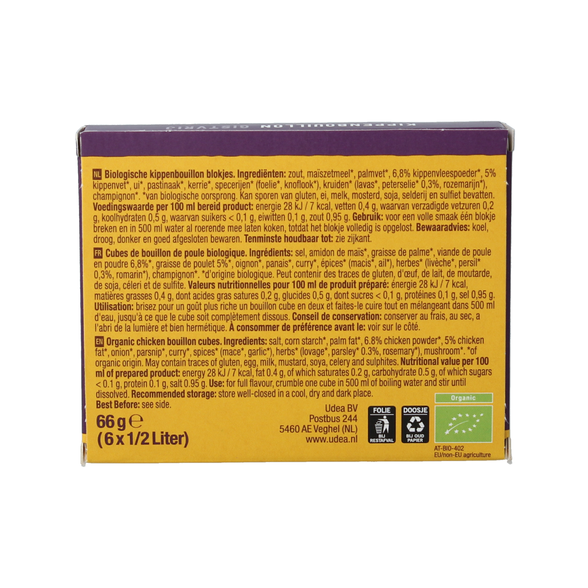 Your Organic Nature Kippenbouillonblokjes helder zonder gist bio 6.00 Stuks