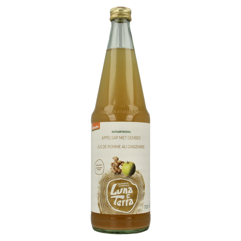 Luna E Terra Appelsap met gember natuurtroebel demeter bio 700 Milliliter