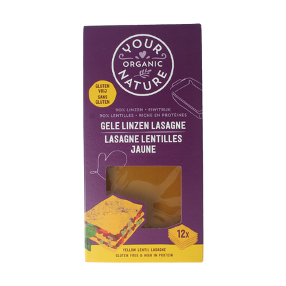 Your Organic Nature Lasagne van gele linzen bio 250 Gram
