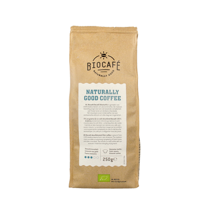 Biocafe Filterkoffie cafeinevrij/decaf bio 250 Gram
