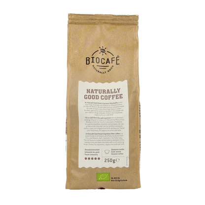 Biocafe Filterkoffie espresso dark roast bio 250 Gram