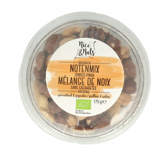 Nice & Nuts Notenmix zonder pinda met zeezout geroosterd bio 175 Gram