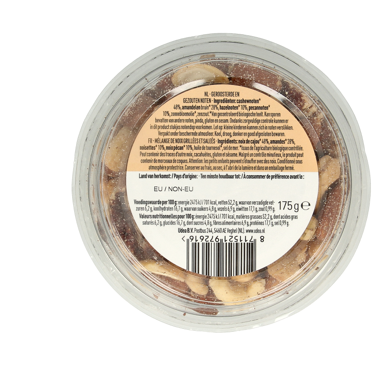 Nice & Nuts Notenmix zonder pinda met zeezout geroosterd bio 175 Gram