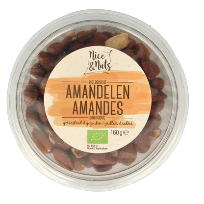 Nice & Nuts Amandelen bruin gezouten geroosterd bio 160.00 Gram