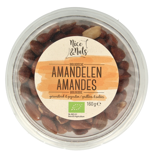 Nice & Nuts Amandelen bruin gezouten geroosterd bio 160.00 Gram