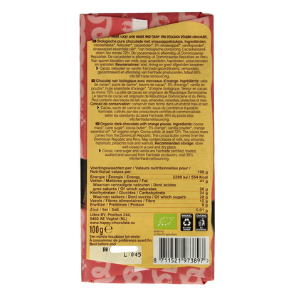 Happy Chocolate Puur sinaasappel bio 100.00 Gram