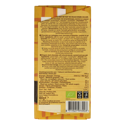 Happy Chocolate Puur amandel karamel zeezout bio 100.00 Gram