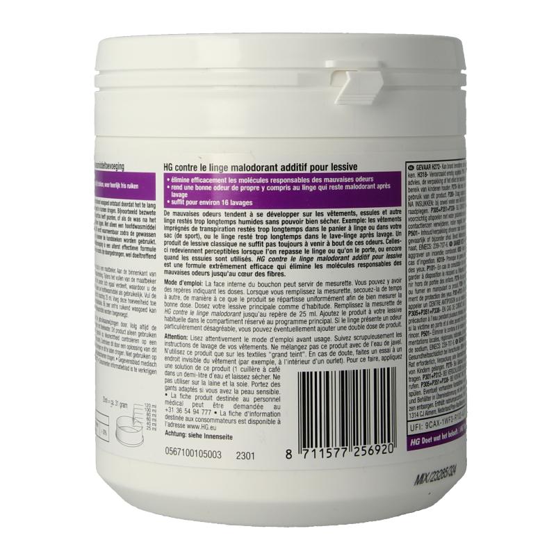 HG Wasmiddel stinkend wasgoed 500 Gram