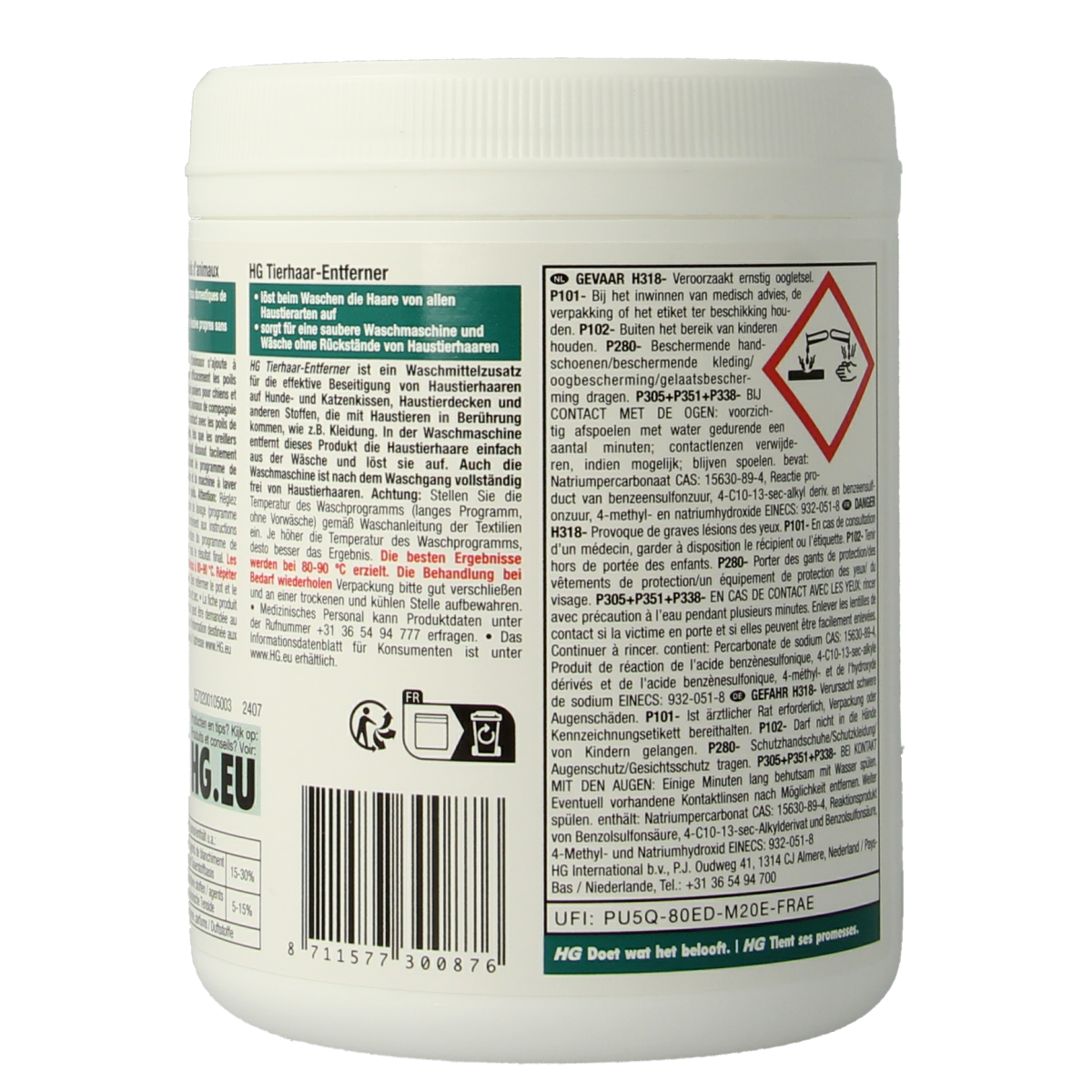 HG Harenoplosser huisdier haar 500.00 Gram