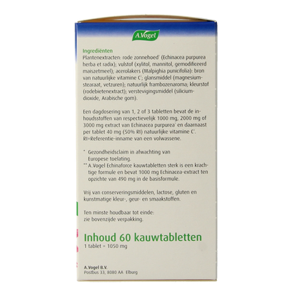 A Vogel Echinaforce kauwtablet sterk + vitamine C 60 Kauwtabletten