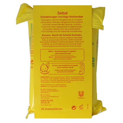 Zwitsal Goedemorgen vochtige washandjes 20 Stuks