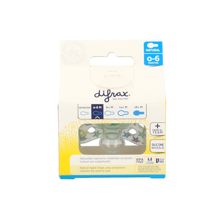 Difrax Fopspeen natural 0-6 maanden assorti  1 Stuks