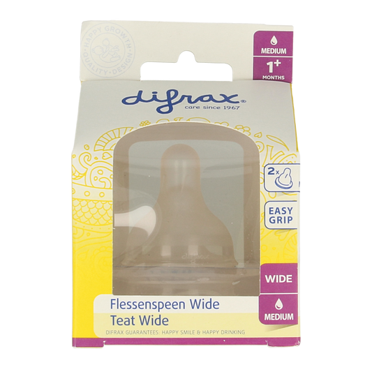 Difrax Flesspeen soft breed medium 2 Stuks