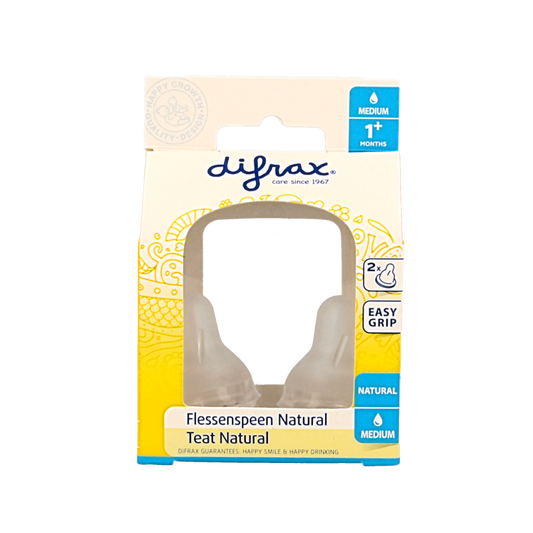 Difrax Flesspeen medium natural 2 Stuks