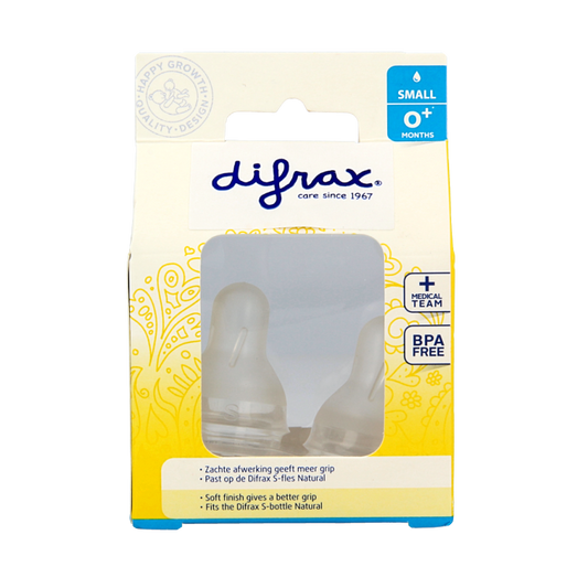 Difrax Flesspeen small 0+ natural 2 Stuks
