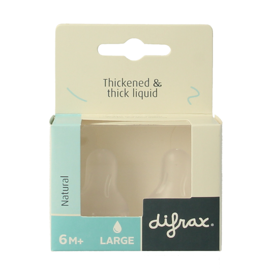 Difrax Flesspeen large natural 6+ maanden 2 Stuks