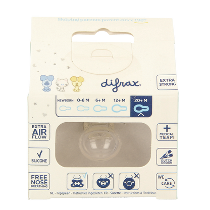 Difrax Fopspeen natural 20+ maanden Woezel & Pip 1.00 Stuks
