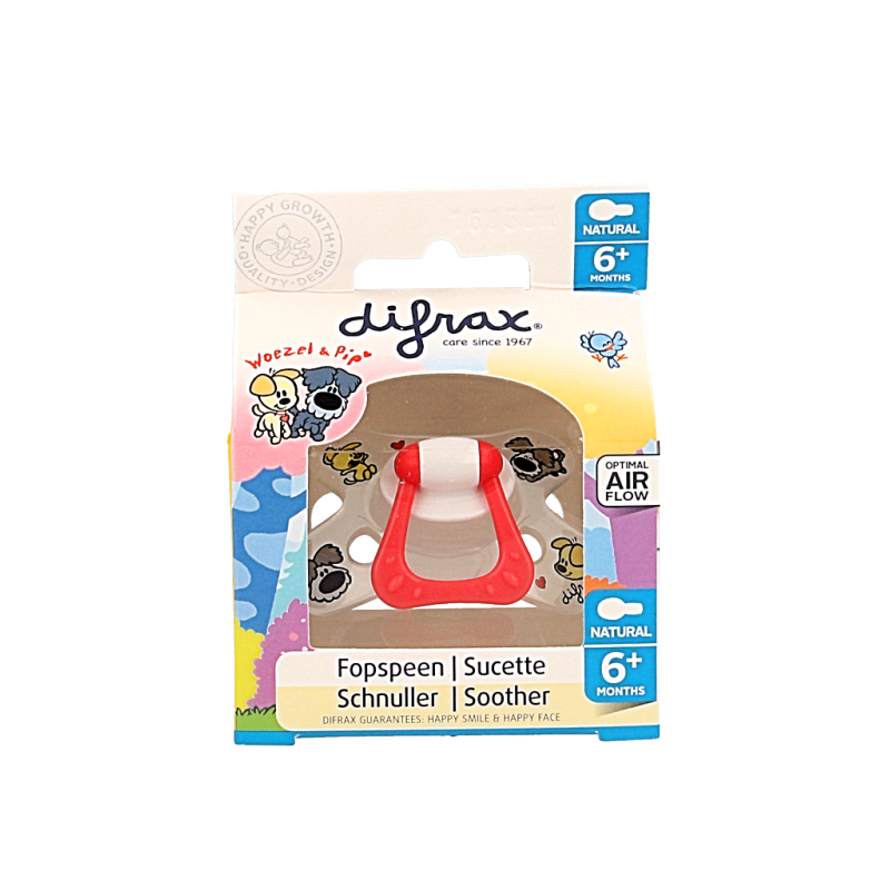 Difrax Fopspeen natural 6+ maanden Woezel & Pip 1 Stuks