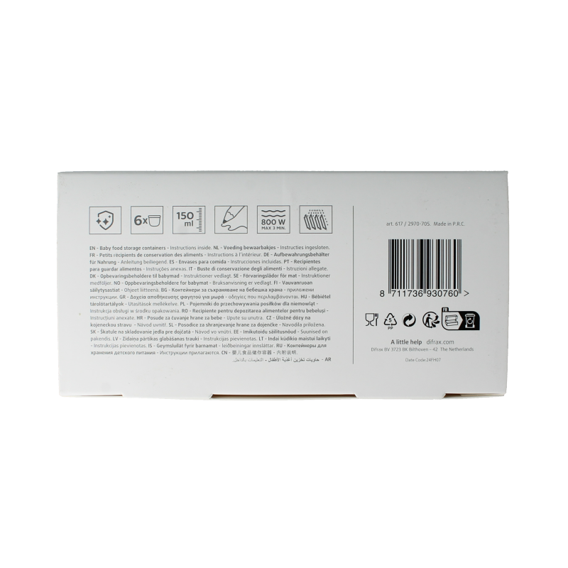 Difrax Voeding bewaarbakjes 6 Stuks