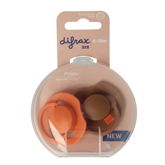 Difrax Fopspeen prime 6-18 maanden assorti 2 Stuks