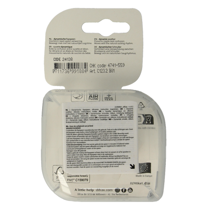 Difrax Fopspeen 0-3 maanden harmony grey 2 Stuks