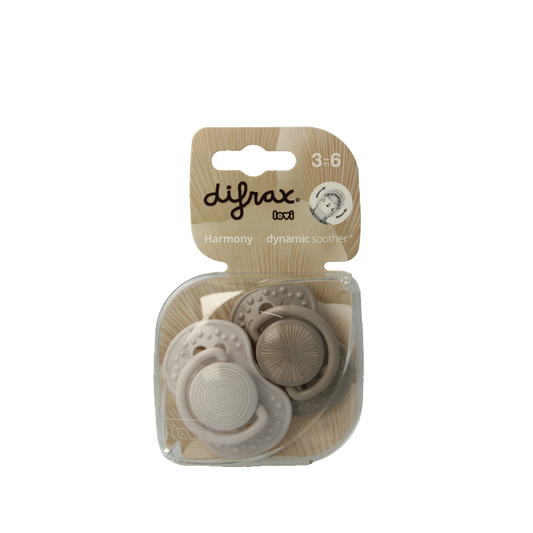 Difrax Fopspeen 3-6 maanden harmony light grey/dark grey 2 Stuks