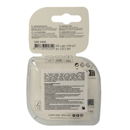 Difrax Fopspeen 6-18 maanden harmony light grey/dark grey 2 Stuks