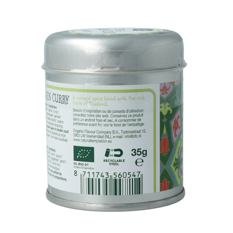 Natural Temptation Thai green curry blikje bio 35 Gram