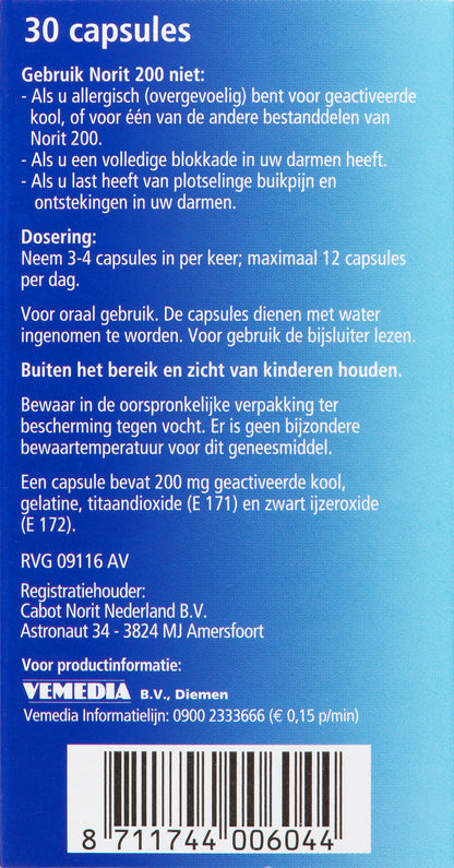 Norit Norit  200mg 30.00 Capsules