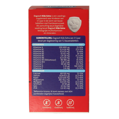 Dagravit Kids extra 3 - 5 jaar 60 Kauwtabletten
