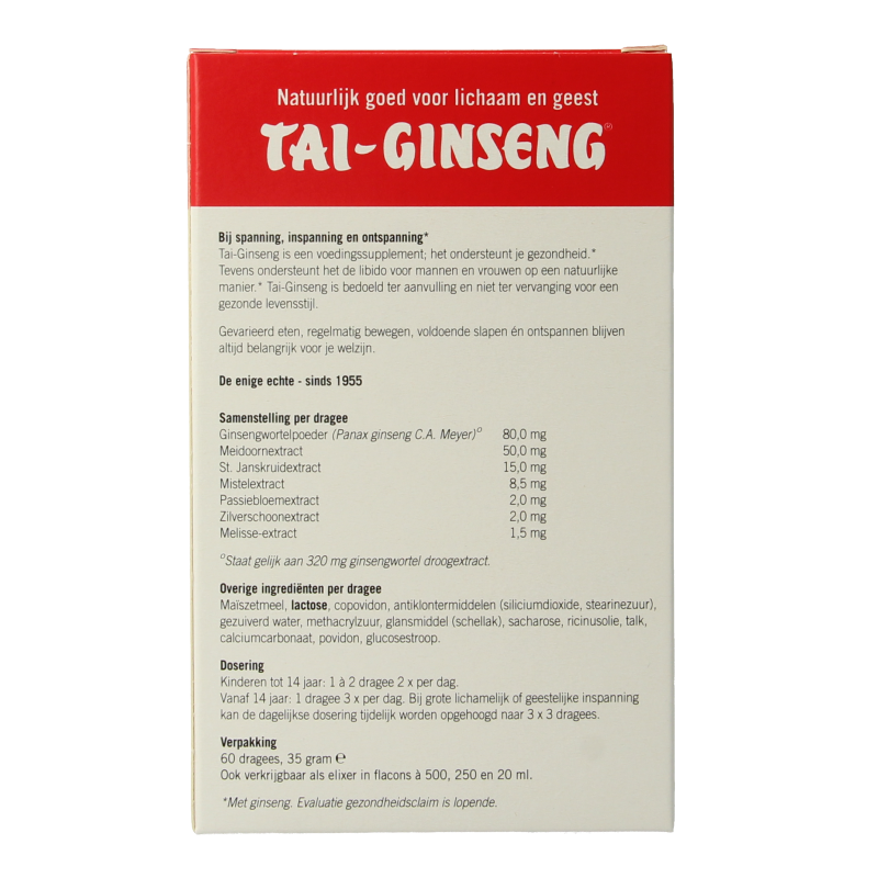 Tai Ginseng Versterkende dragees 60 Dragees