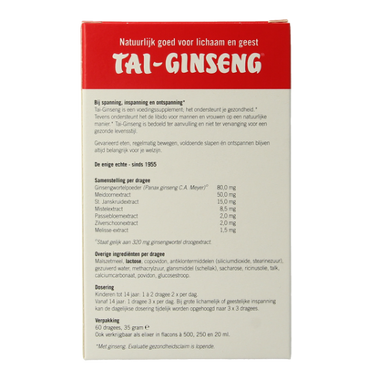Tai Ginseng Versterkende dragees 60 Dragees