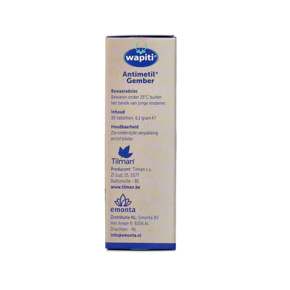 Wapiti Antimetil gember 30.00 Tabletten