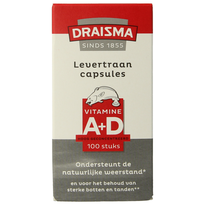 Draisma Vitamine A + D levertraan 100.00 Capsules