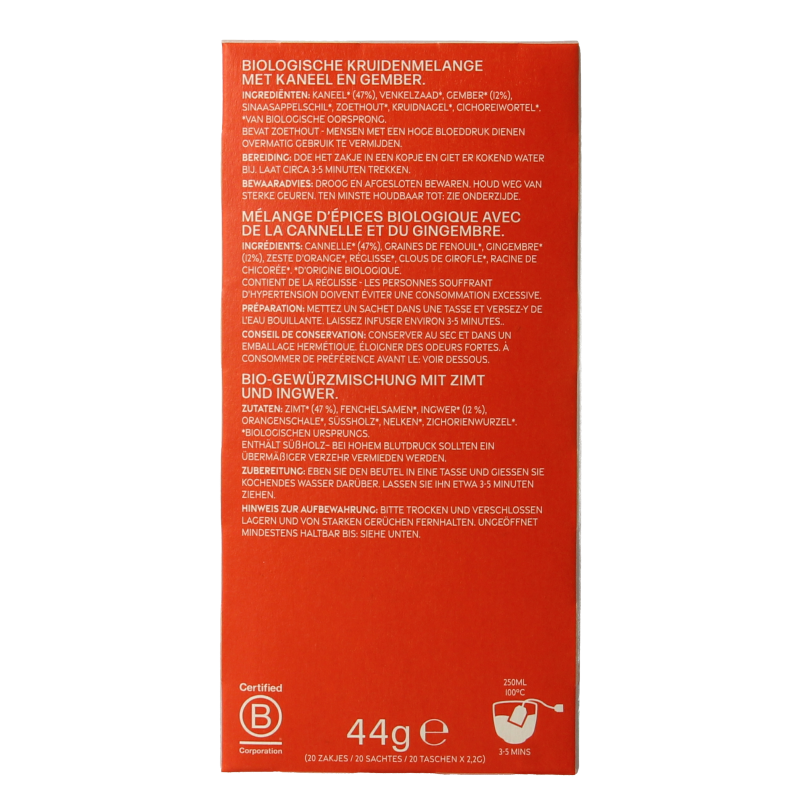 Piramide Warming chai bio 20 Zakjes