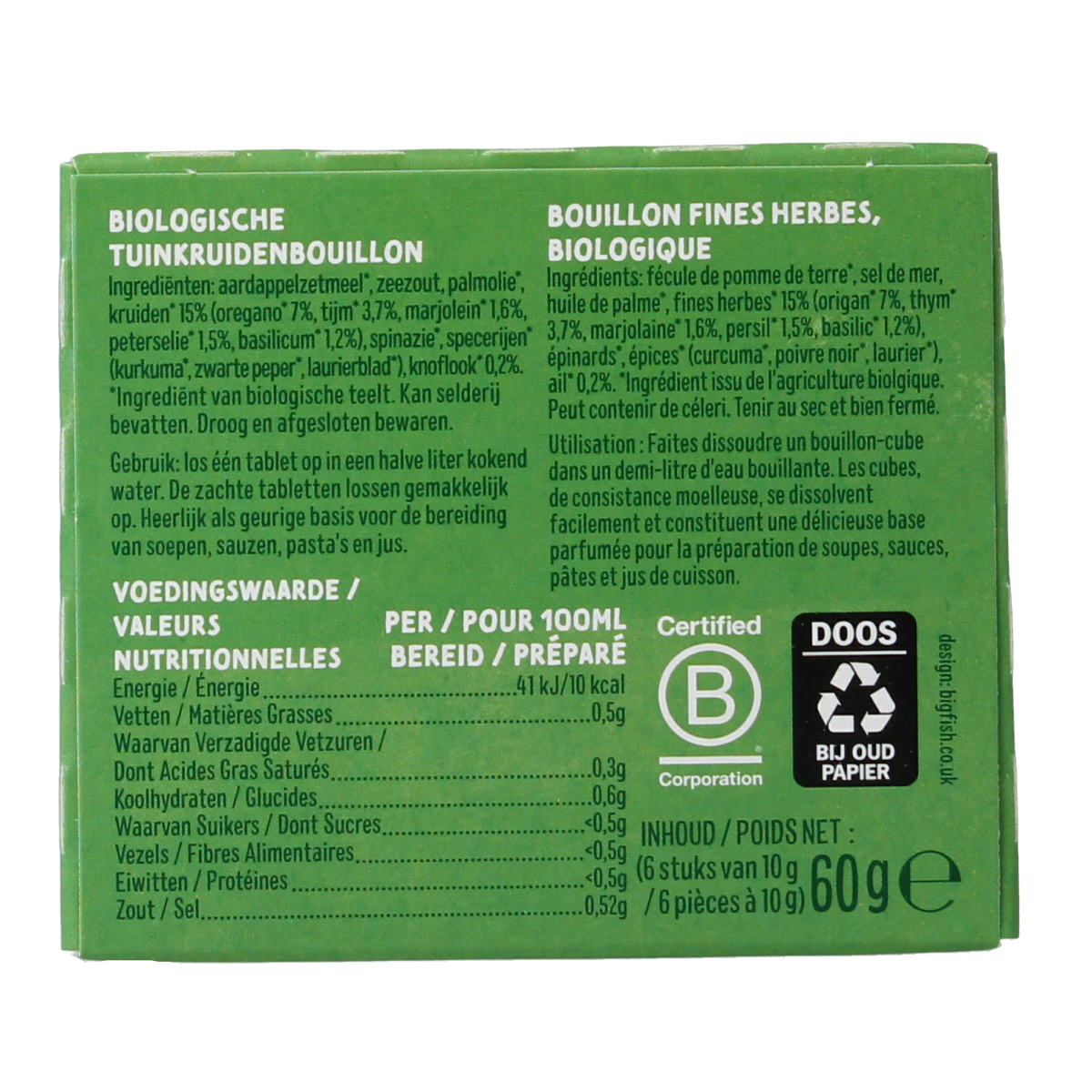 Zonnatura Fine herbstock bouillon zonder gist bio 66.00 Gram