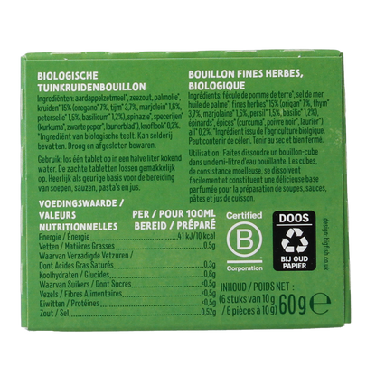 Zonnatura Fine herbstock bouillon zonder gist bio 60.00 Gram